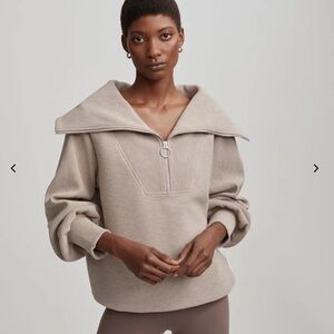 Varley Vine half-zip pullover, size small, heathered taupe. Like new condition.